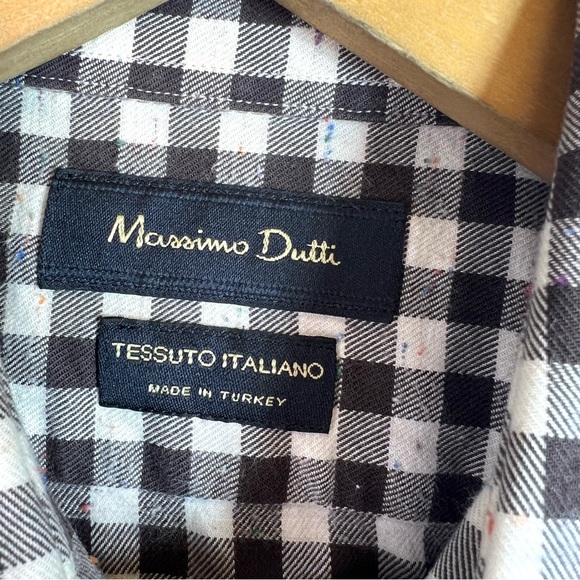 Massimo Dutti Tessuto Italiano Plaid Speckled Long Sleeve Button Down Size S - Picture 8 of 11